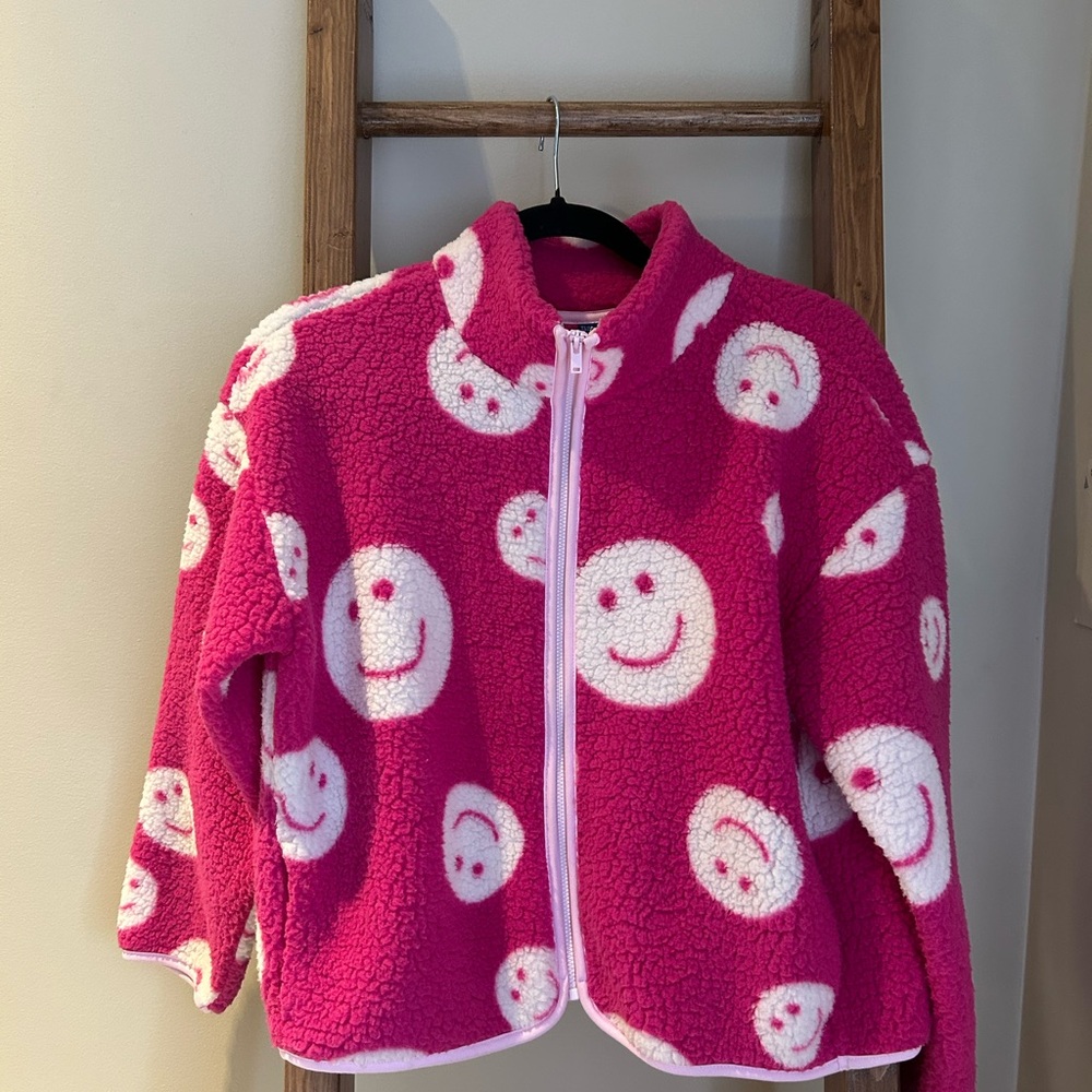 NWOT Old Navy Pink Smiley Face Kids Puffer Jacket